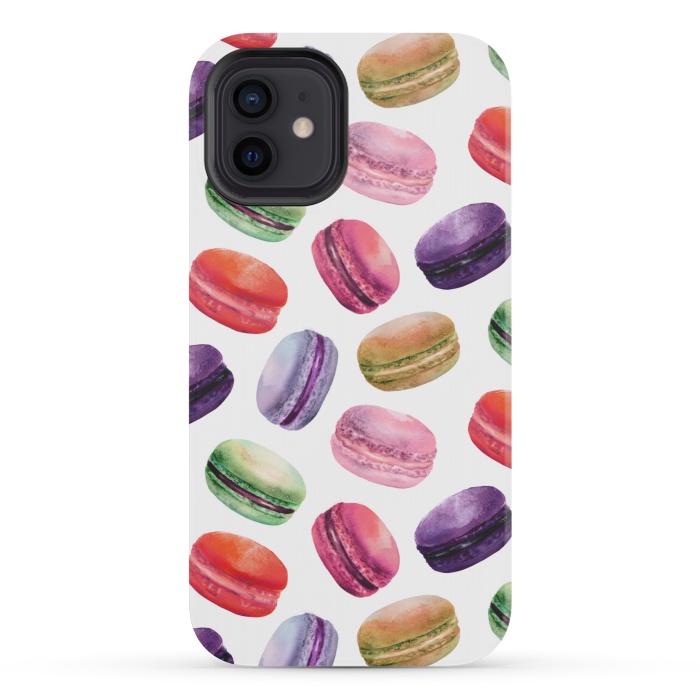 iPhone 12 mini StrongFit Macaroon Dance on White by DaDo ART