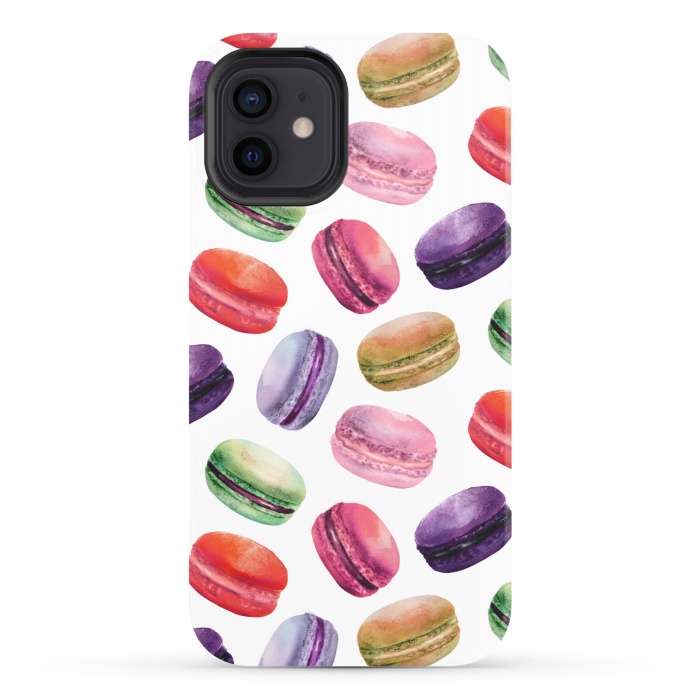 iPhone 12 StrongFit Macaroon Dance on White by DaDo ART