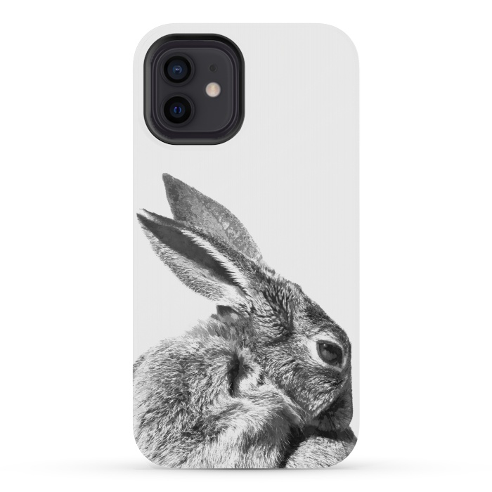 iPhone 12 mini StrongFit Black and White Rabbit by Alemi