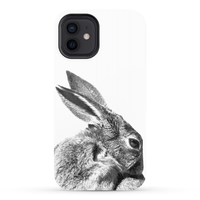 iPhone 12 StrongFit Black and White Rabbit by Alemi