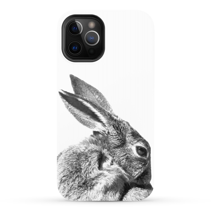 iPhone 12 Pro StrongFit Black and White Rabbit by Alemi