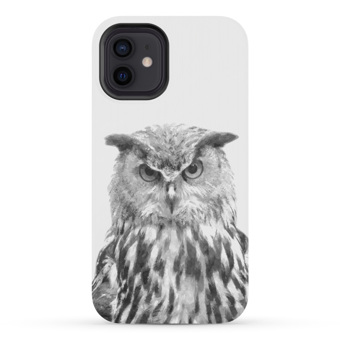 iPhone 12 mini StrongFit Black and White Owl by Alemi
