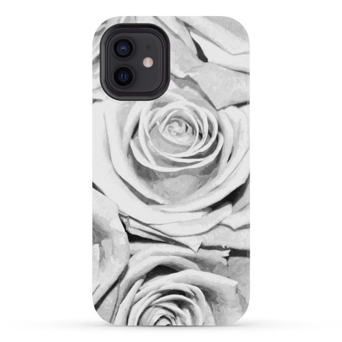 iPhone 12 mini StrongFit Black and White Roses by Alemi