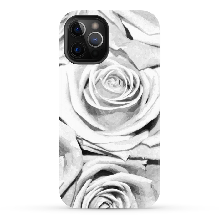 iPhone 12 Pro StrongFit Black and White Roses by Alemi