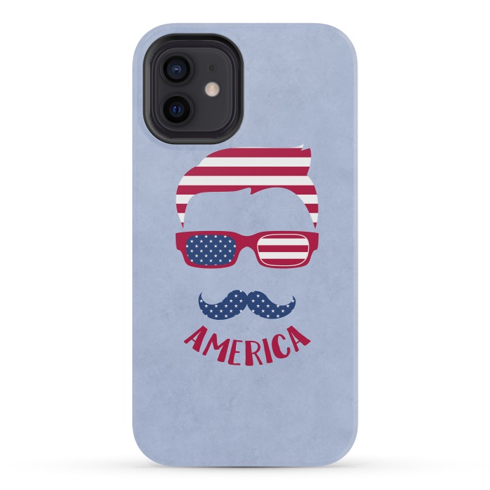 iPhone 12 mini StrongFit American Hipster Face 4th July by Andrea Haase
