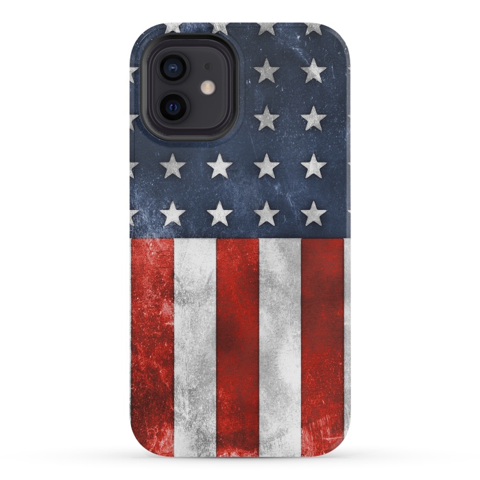 iPhone 12 mini StrongFit Grunge Style American Flag by Andrea Haase