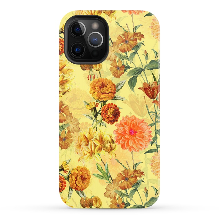 iPhone 12 Pro StrongFit Yellow vintage Flower Pattern by  Utart