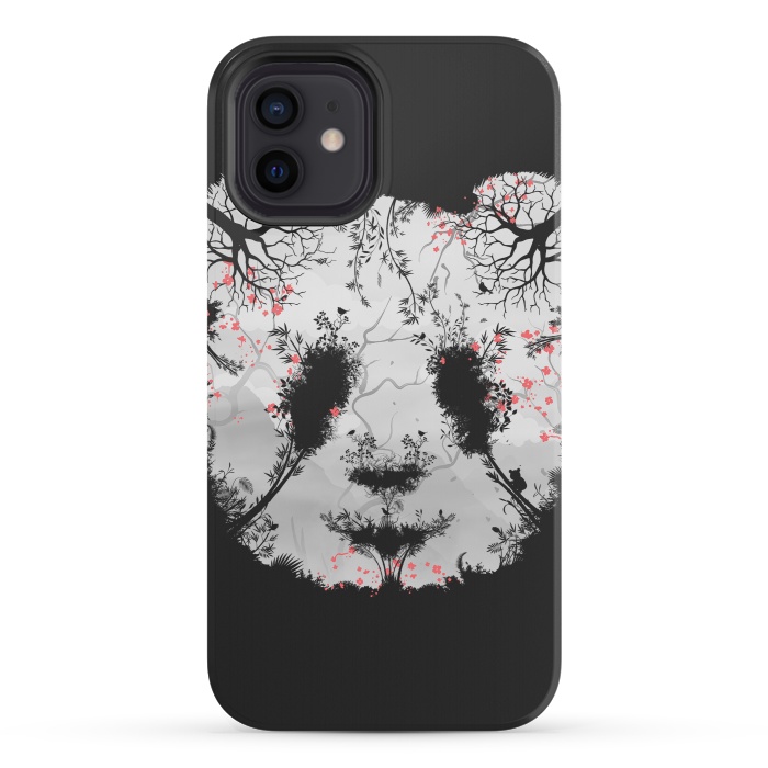 iPhone 12 mini StrongFit Dark Forest Panda by Sitchko