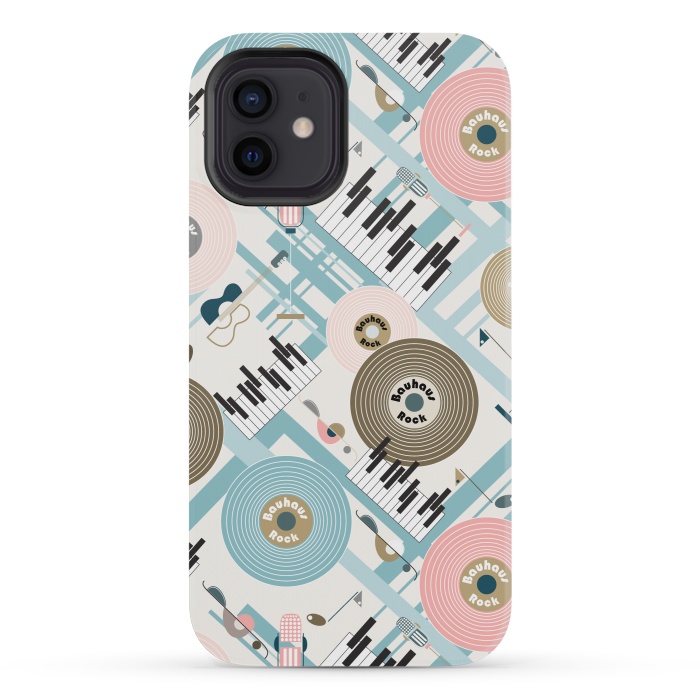 iPhone 12 mini StrongFit Bauhaus Rock - Pink and Blue by Paula Ohreen