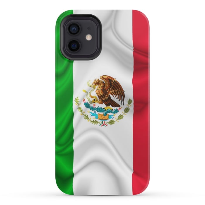 iPhone 12 mini StrongFit  Mexico Waving Silk Flag by BluedarkArt