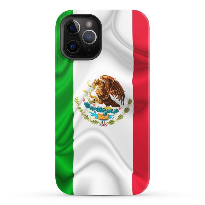 iPhone 12 Pro StrongFit  Mexico Waving Silk Flag by BluedarkArt