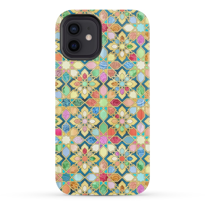 iPhone 12 mini StrongFit Gilded Moroccan Mosaic Tiles by Micklyn Le Feuvre