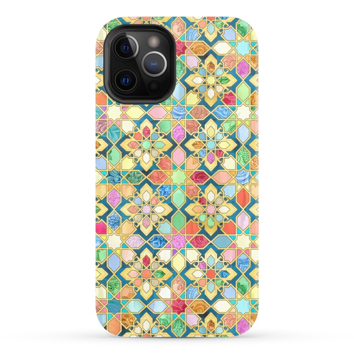 iPhone 12 Pro StrongFit Gilded Moroccan Mosaic Tiles by Micklyn Le Feuvre