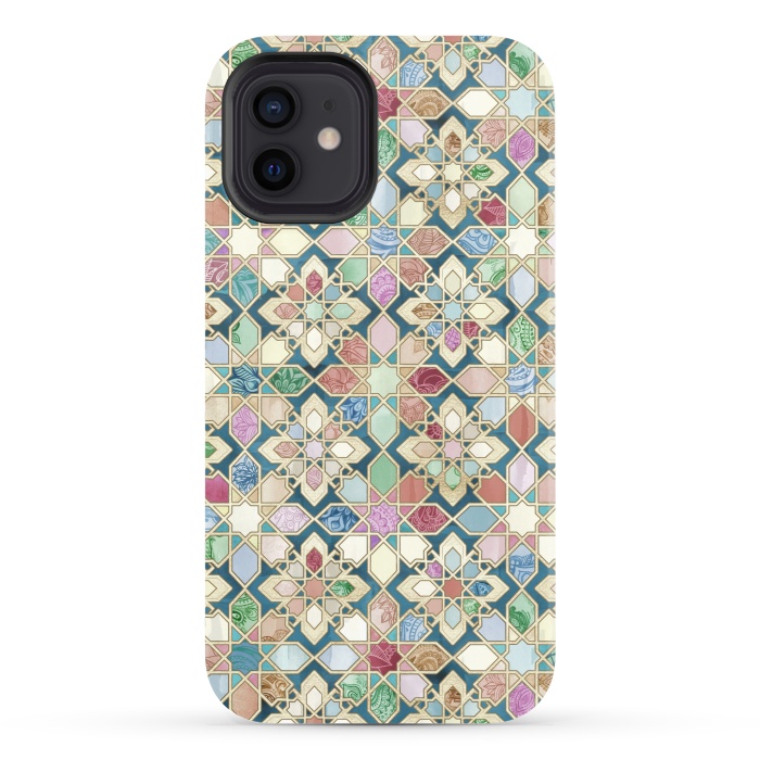 iPhone 12 StrongFit Muted Moroccan Mosaic Tiles by Micklyn Le Feuvre