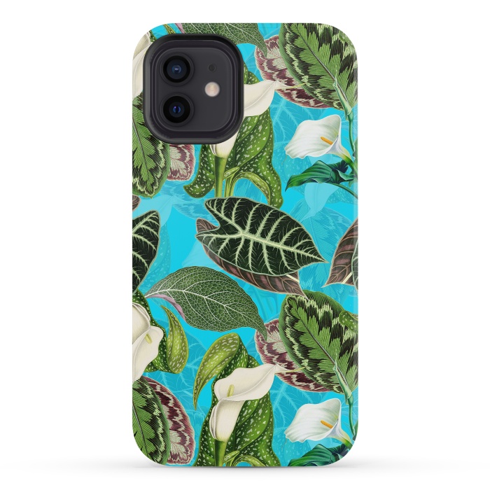 iPhone 12 mini StrongFit Fresh tropical Flowers and Leaves Pattern by  Utart