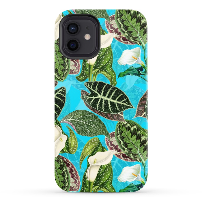 iPhone 12 StrongFit Fresh tropical Flowers and Leaves Pattern by  Utart