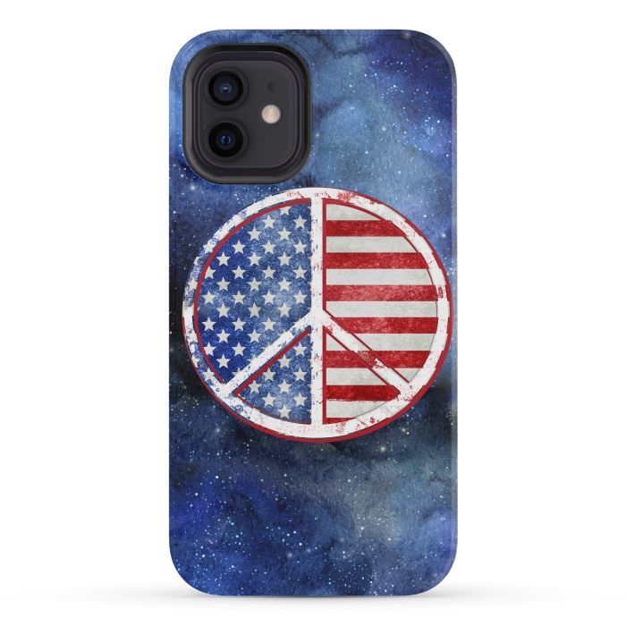 iPhone 12 mini StrongFit Peace Sign Stars and Stripes USA Flag 2 by Andrea Haase