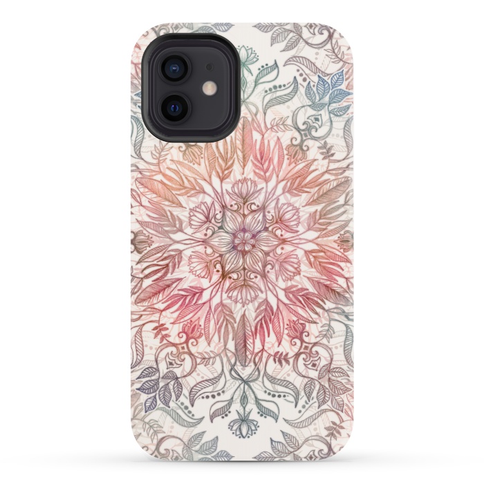 iPhone 12 StrongFit Autumn Spice Mandala in Coral and Cream by Micklyn Le Feuvre
