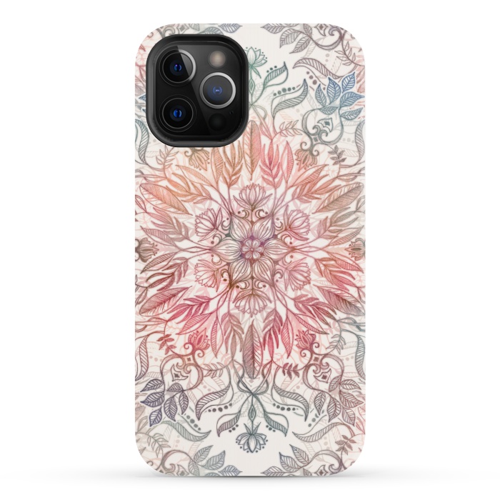 iPhone 12 Pro StrongFit Autumn Spice Mandala in Coral and Cream by Micklyn Le Feuvre