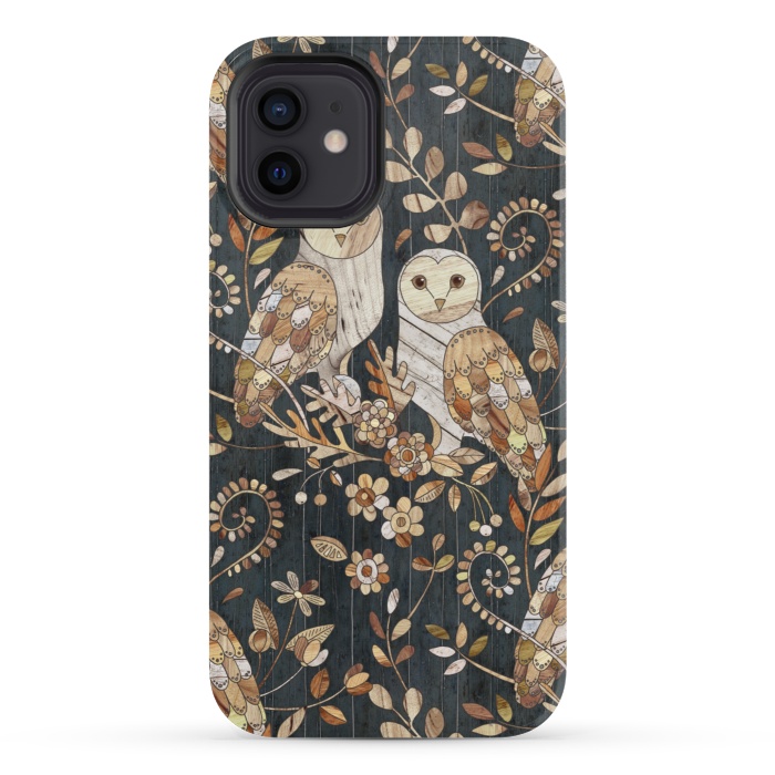 iPhone 12 mini StrongFit Wooden Wonderland Barn Owl Collage by Micklyn Le Feuvre