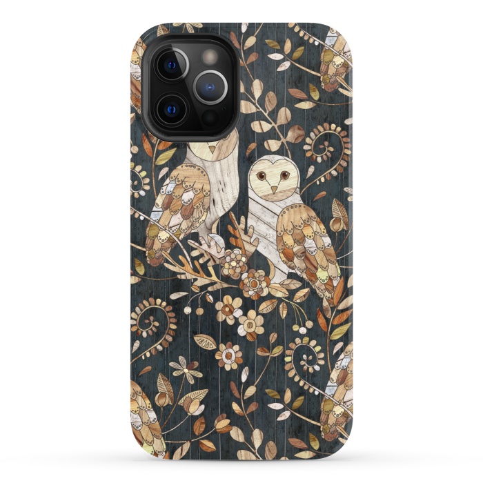 iPhone 12 Pro StrongFit Wooden Wonderland Barn Owl Collage by Micklyn Le Feuvre