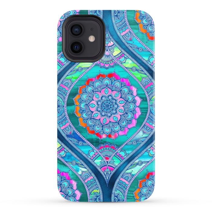iPhone 12 StrongFit Radiant Boho Color Play Mandala by Micklyn Le Feuvre