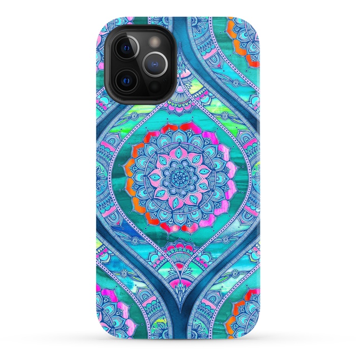 iPhone 12 Pro StrongFit Radiant Boho Color Play Mandala by Micklyn Le Feuvre
