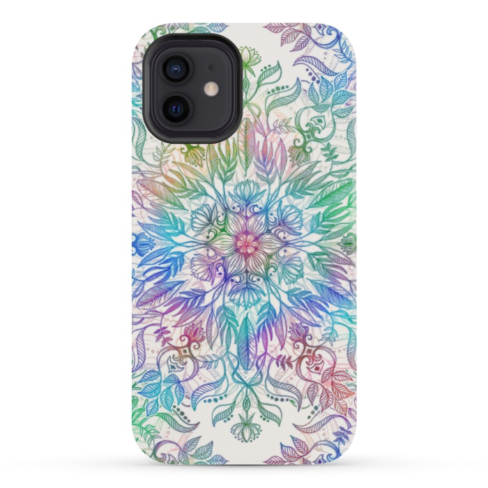 iPhone 12 mini StrongFit Nature Mandala in Rainbow Hues by Micklyn Le Feuvre