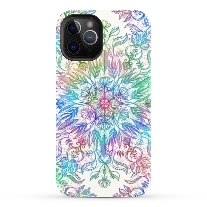 iPhone 12 Pro StrongFit Nature Mandala in Rainbow Hues by Micklyn Le Feuvre