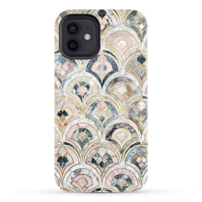 iPhone 12 StrongFit Art Deco Marble Tiles in Soft Pastels by Micklyn Le Feuvre