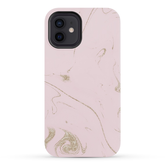 iPhone 12 mini StrongFit Luxe gold and blush marble image by InovArts