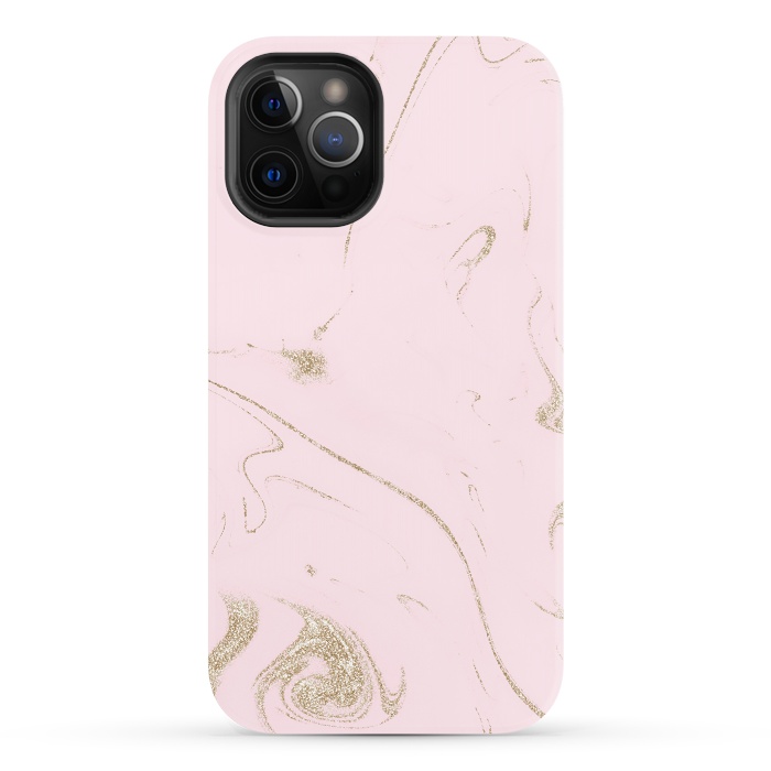 iPhone 12 Pro StrongFit Luxe gold and blush marble image by InovArts