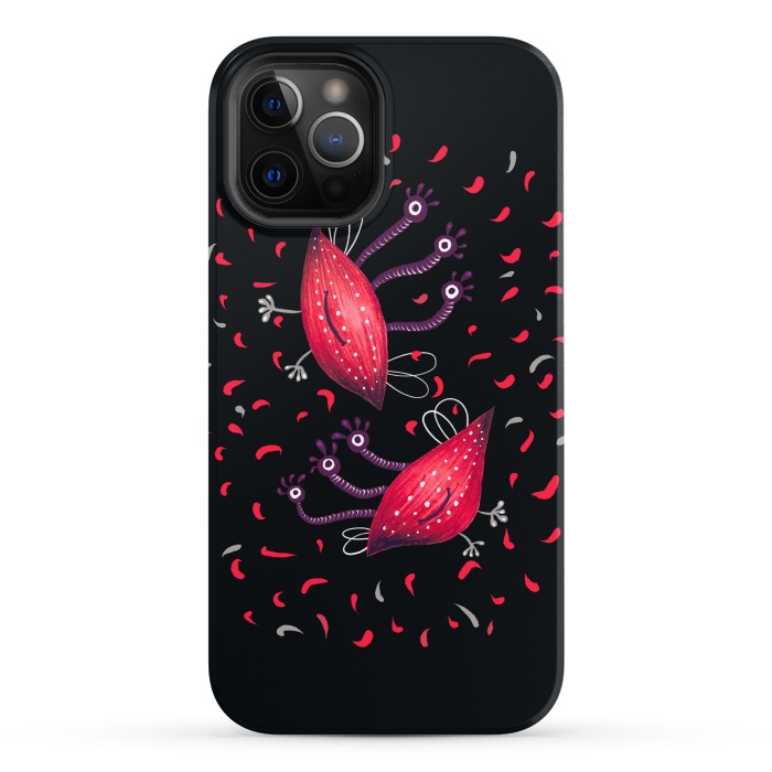 iPhone 12 Pro StrongFit Cute Funny Red Three Eyed Cartoon Aliens by Boriana Giormova