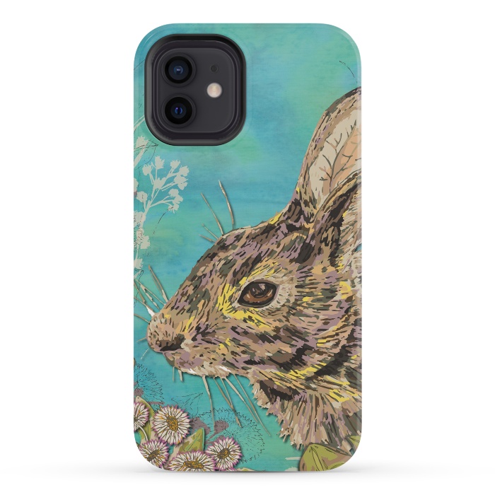 iPhone 12 mini StrongFit Rabbit and Daisies by Lotti Brown