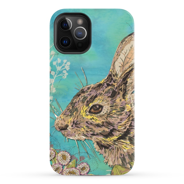 iPhone 12 Pro StrongFit Rabbit and Daisies by Lotti Brown