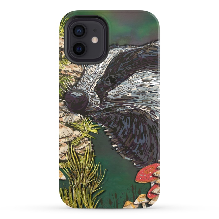 iPhone 12 StrongFit Badger Woodland Walk by Lotti Brown