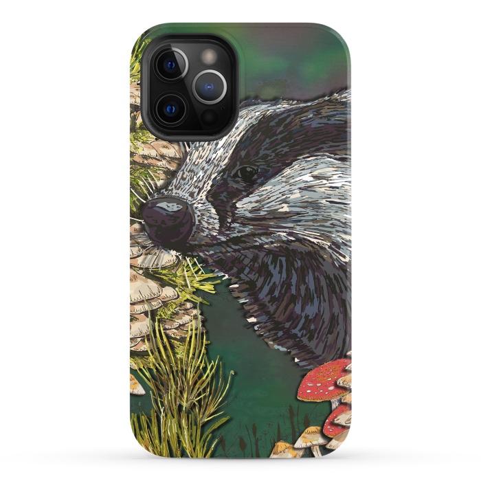 iPhone 12 Pro StrongFit Badger Woodland Walk by Lotti Brown