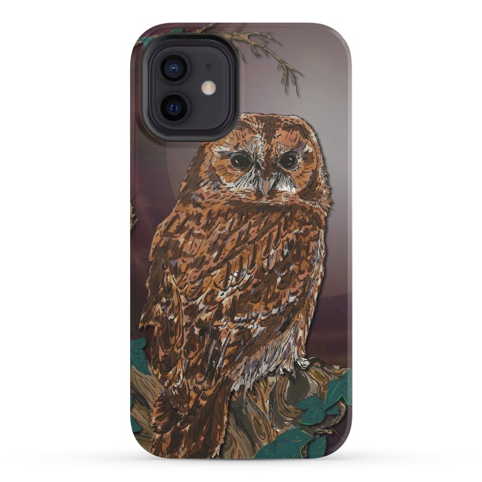 iPhone 12 mini StrongFit Tawny Owl - Mistress of the Night by Lotti Brown