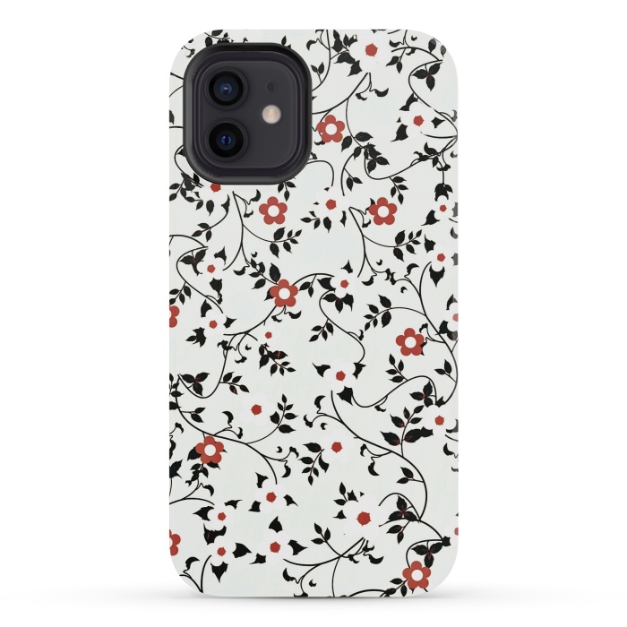 iPhone 12 mini StrongFit Read & white flowers by Jms