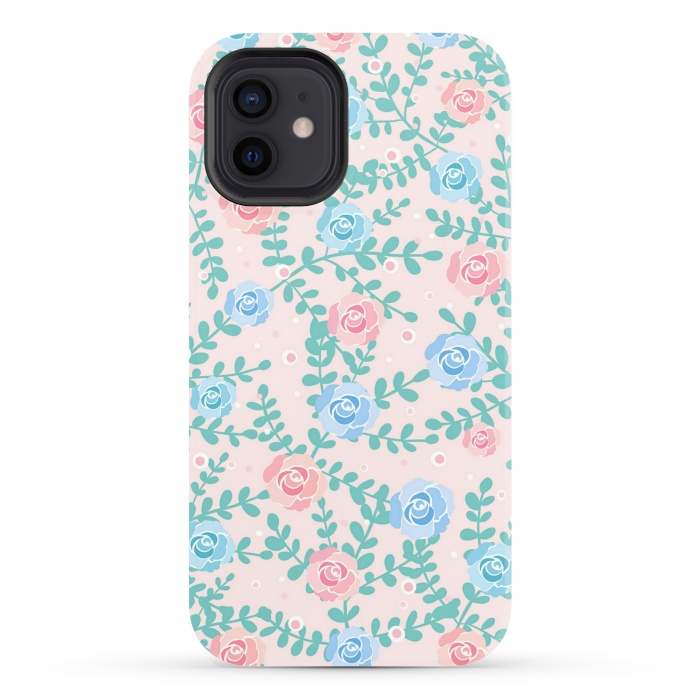 iPhone 12 StrongFit Pink blue roses by Jms