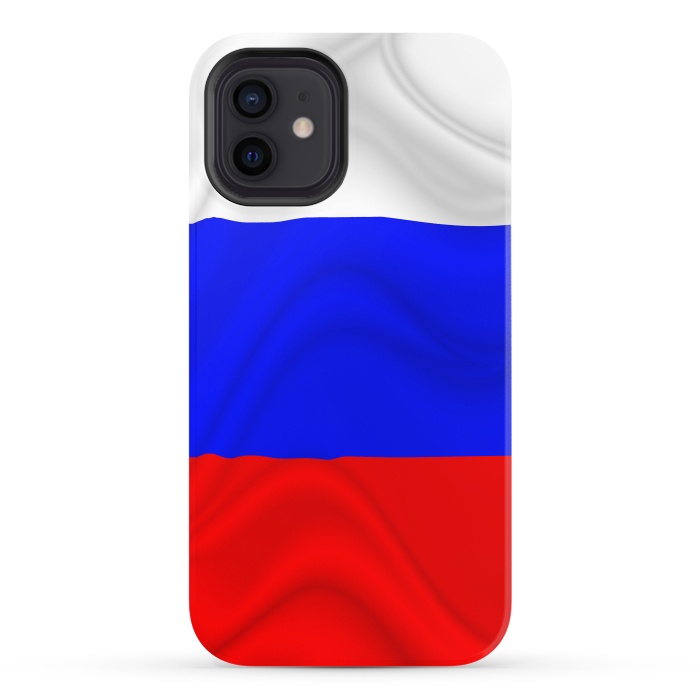 iPhone 12 StrongFit Russia Waving Flag Digital Silk Satin Fabric by BluedarkArt