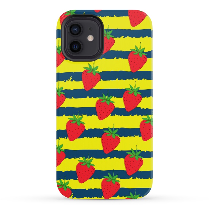 iPhone 12 mini StrongFit summer strawberry pattern by MALLIKA