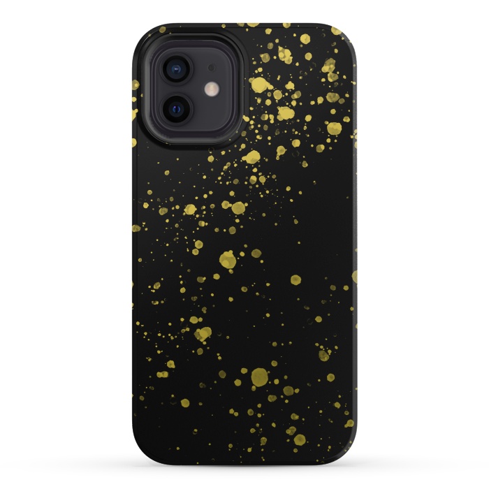iPhone 12 mini StrongFit Gold and Black Splatter by Ashley Camille