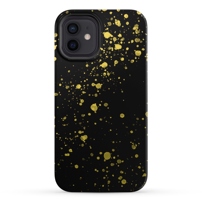 iPhone 12 StrongFit Gold and Black Splatter by Ashley Camille