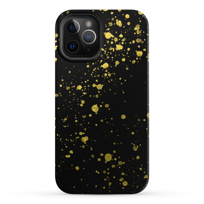 iPhone 12 Pro StrongFit Gold and Black Splatter by Ashley Camille