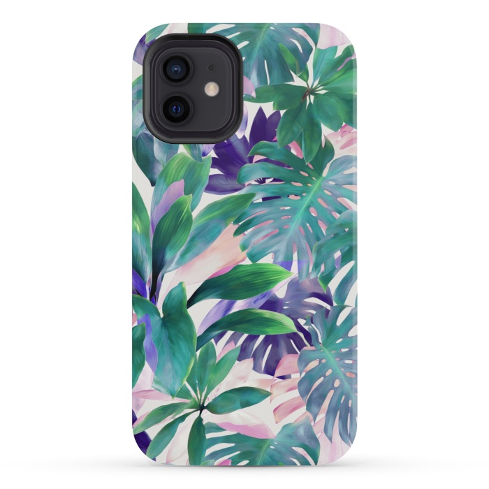 iPhone 12 mini StrongFit Pastel Summer Tropical Jungle by Micklyn Le Feuvre