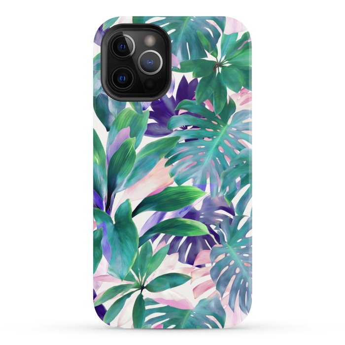 iPhone 12 Pro StrongFit Pastel Summer Tropical Jungle by Micklyn Le Feuvre