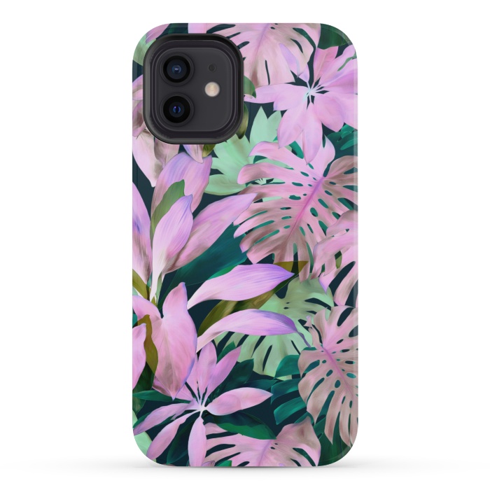 iPhone 12 mini StrongFit Tropical Night Magenta Jungle by Micklyn Le Feuvre