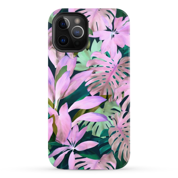 iPhone 12 Pro StrongFit Tropical Night Magenta Jungle by Micklyn Le Feuvre