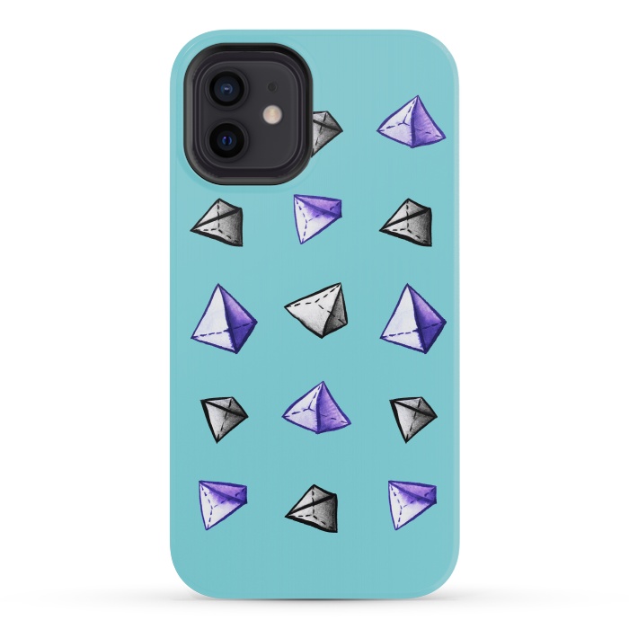 iPhone 12 mini StrongFit Geometric Watercolor Pyramid Pattern by Boriana Giormova